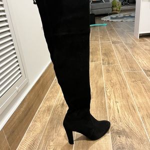 Over the Knee Black Suede boots on heel